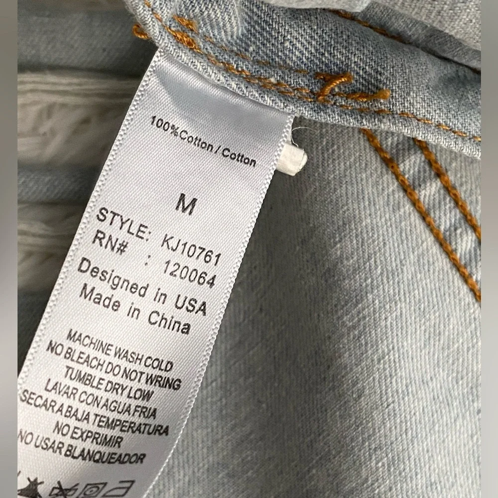 MONO B Oversized Denim Jean Jacket Distressed Cotton Women’s Size M - Picture 16 of 16